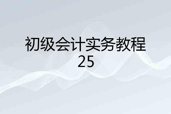 初级会计实务教程25