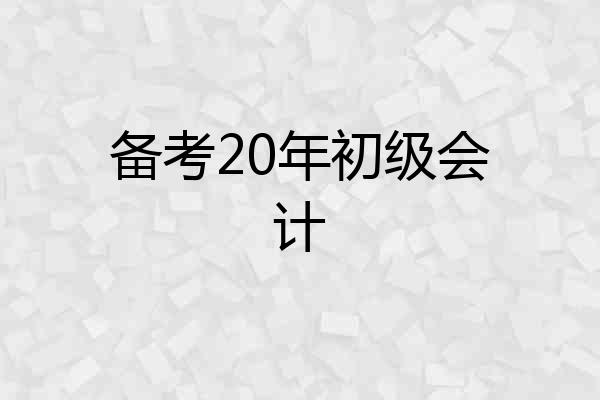 备考20年初级会计