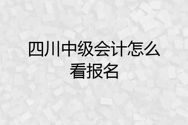 四川中级会计怎么看报名