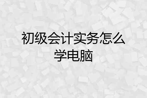 初级会计实务怎么学电脑