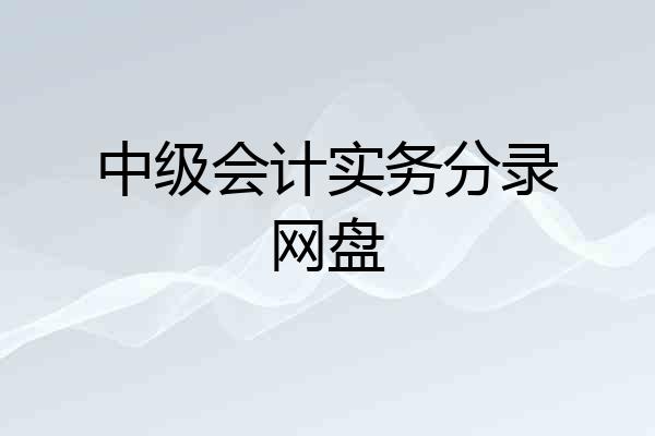 中级会计实务分录网盘