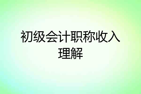 初级会计职称收入理解