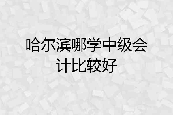 哈尔滨哪学中级会计比较好