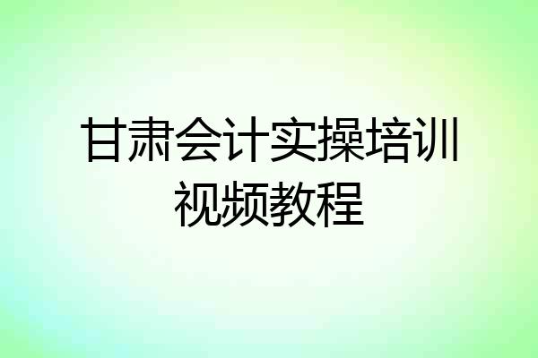 甘肃会计实操培训视频教程