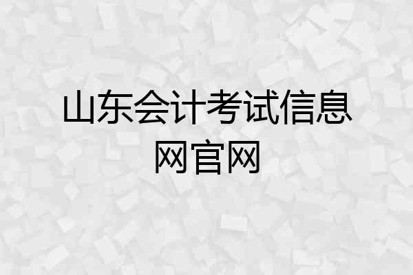 山东会计考试信息网官网