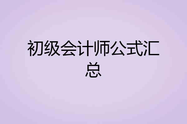 初级会计师公式汇总