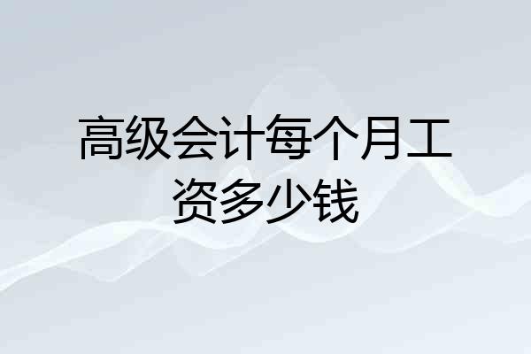 高级会计每个月工资多少钱