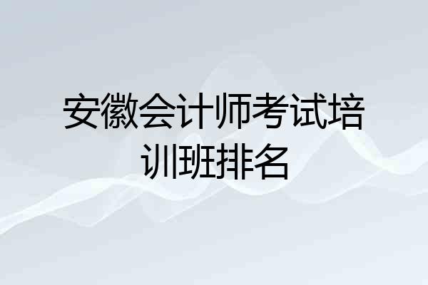 安徽会计师考试培训班排名