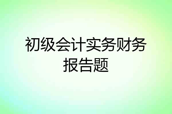 初级会计实务财务报告题