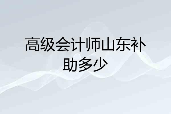 高级会计师山东补助多少