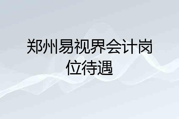 郑州易视界会计岗位待遇