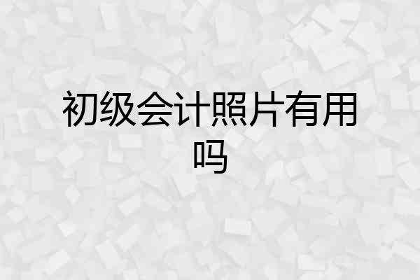 初级会计照片有用吗