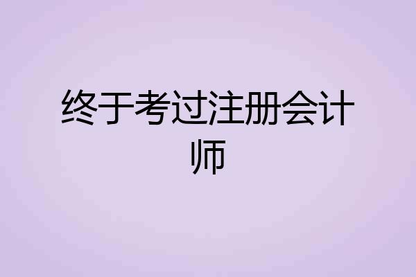 终于考过注册会计师