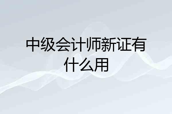 中级会计师新证有什么用