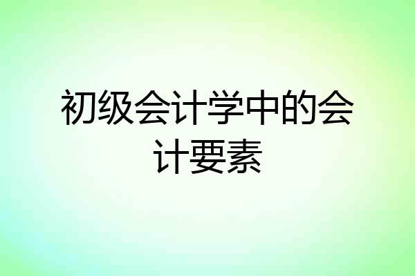 初级会计学中的会计要素