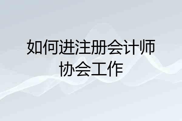 如何进注册会计师协会工作