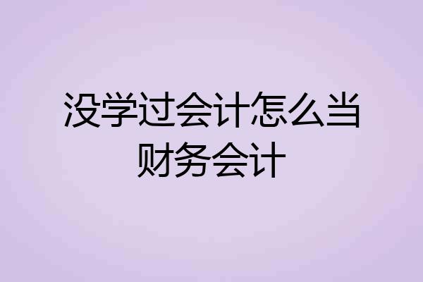 没学过会计怎么当财务会计