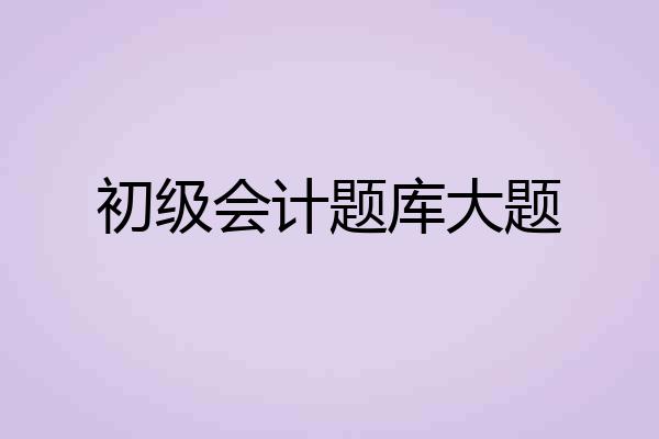 初级会计题库大题