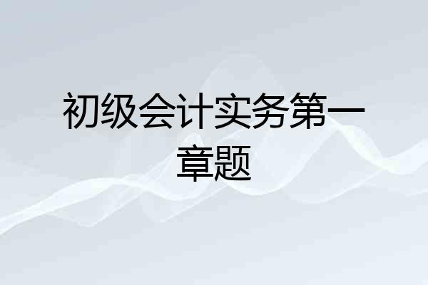 初级会计实务第一章题