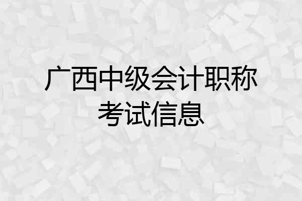 广西中级会计职称考试信息