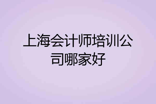 上海会计师培训公司哪家好