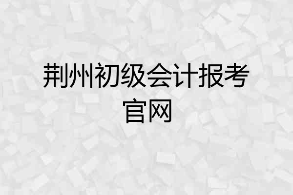 荆州初级会计报考官网