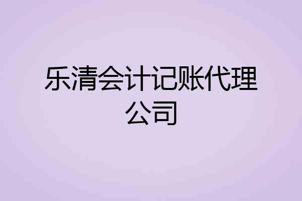 乐清会计记账代理公司