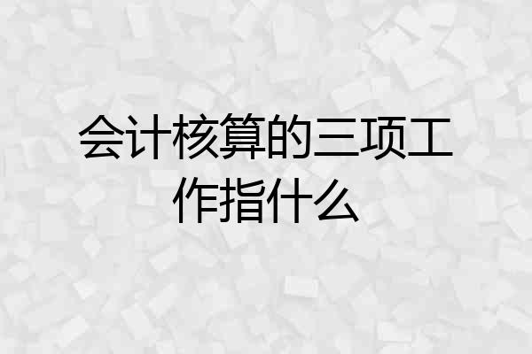 会计核算的三项工作指什么
