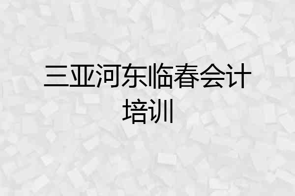 三亚河东临春会计培训