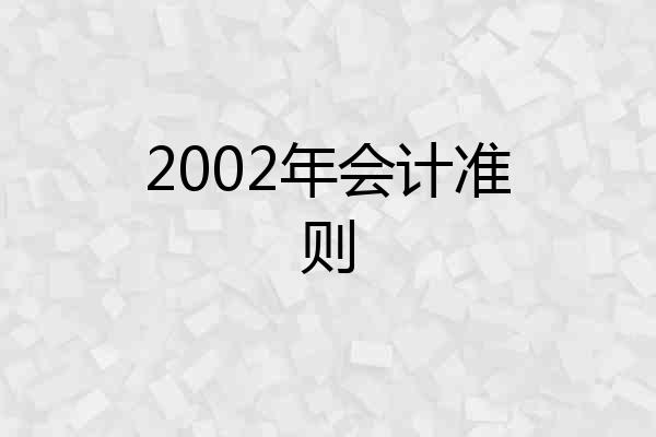 2002年会计准则