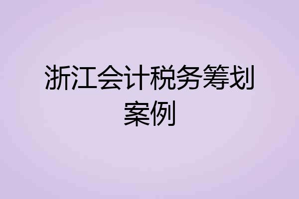 浙江会计税务筹划案例