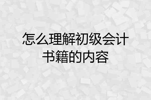 怎么理解初级会计书籍的内容