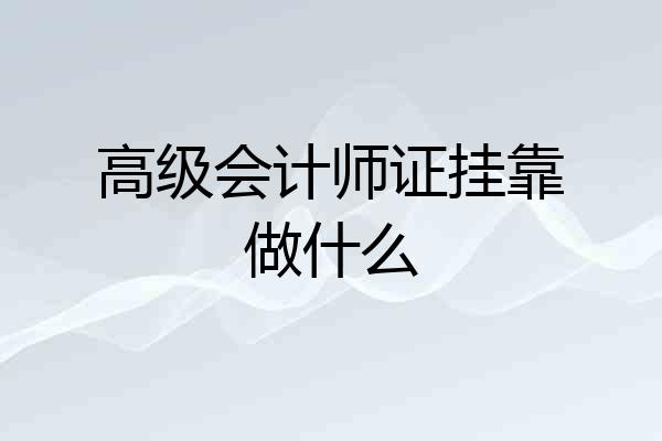 高级会计师证挂靠做什么