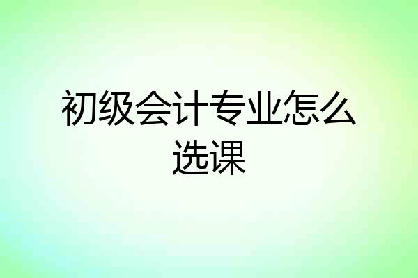 初级会计专业怎么选课