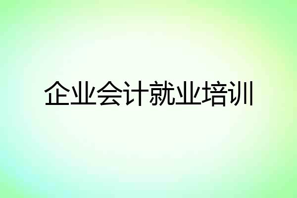企业会计就业培训