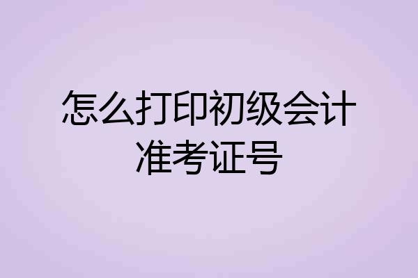 怎么打印初级会计准考证号