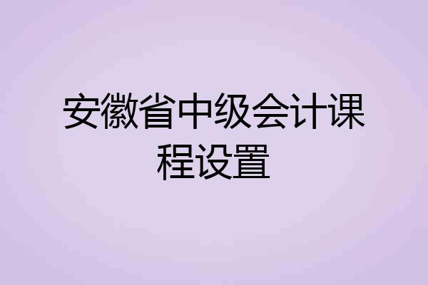安徽省中级会计课程设置