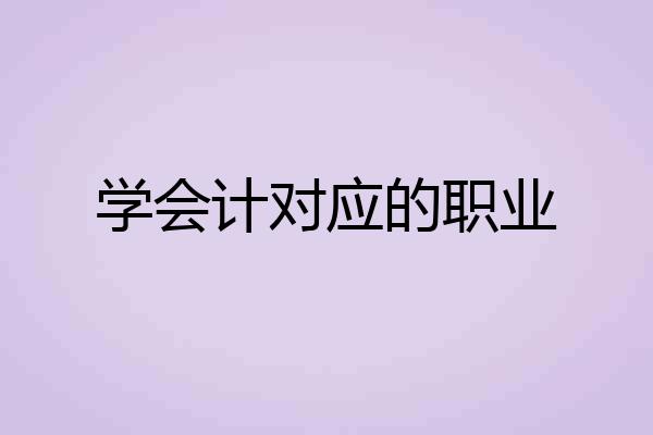 学会计对应的职业