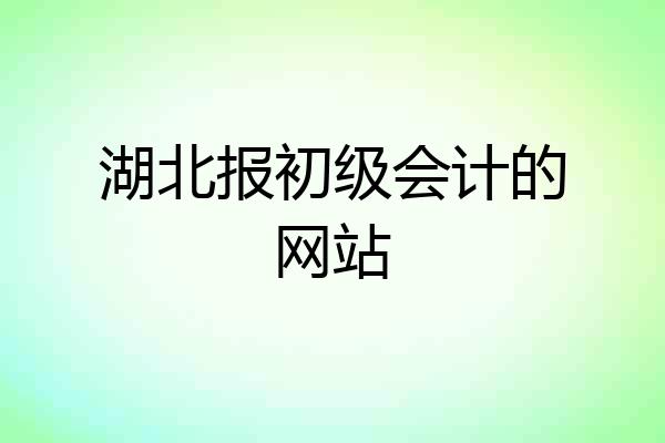 湖北报初级会计的网站