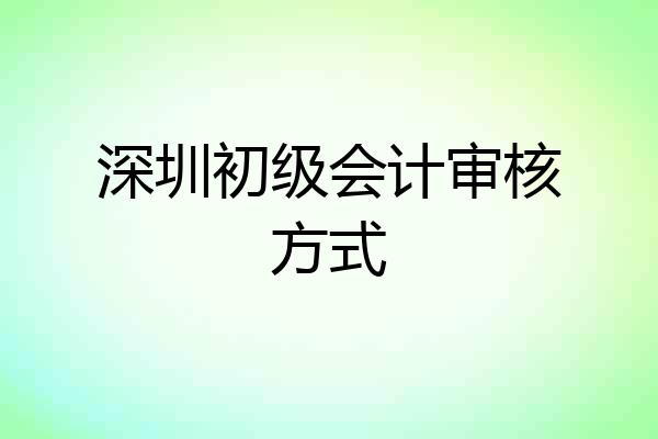 深圳初级会计审核方式