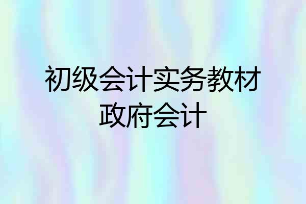 初级会计实务教材政府会计
