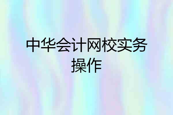 中华会计网校实务操作