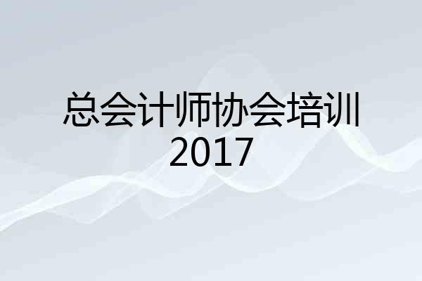 总会计师协会培训2017