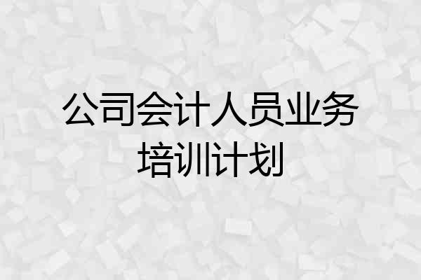 公司会计人员业务培训计划