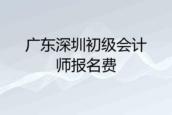 广东深圳初级会计师报名费