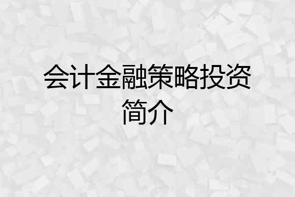 会计金融策略投资简介