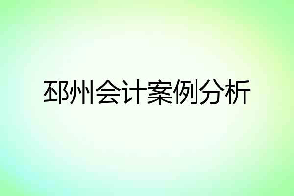 邳州会计案例分析