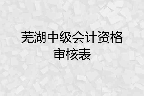 芜湖中级会计资格审核表