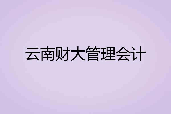 云南财大管理会计