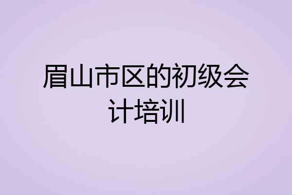 眉山市区的初级会计培训